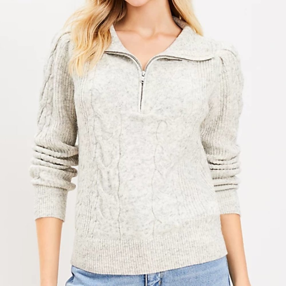LOFT Cozy Cable Half Zip Sweater - NWT - L